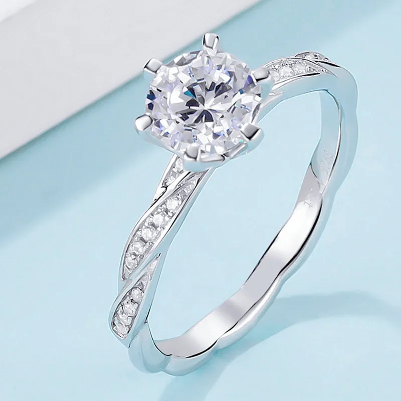 Classic Round Cut Moissanite Diamond Happy Solitaire Rings