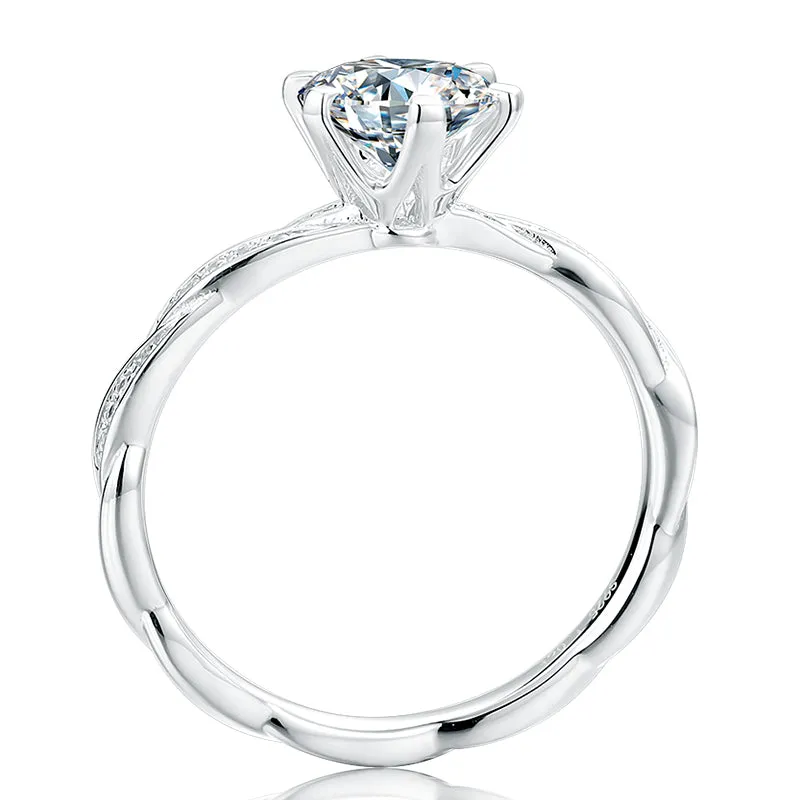 Classic Round Cut Moissanite Diamond Happy Solitaire Rings