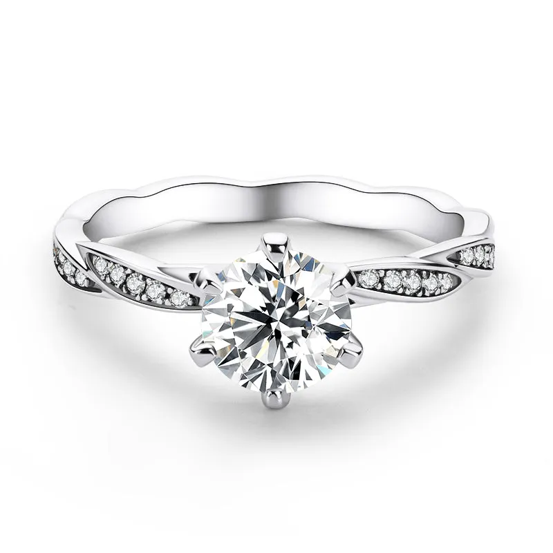 Classic Round Cut Moissanite Diamond Happy Solitaire Rings