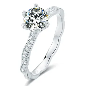 Classic Round Cut Moissanite Diamond Happy Solitaire Rings