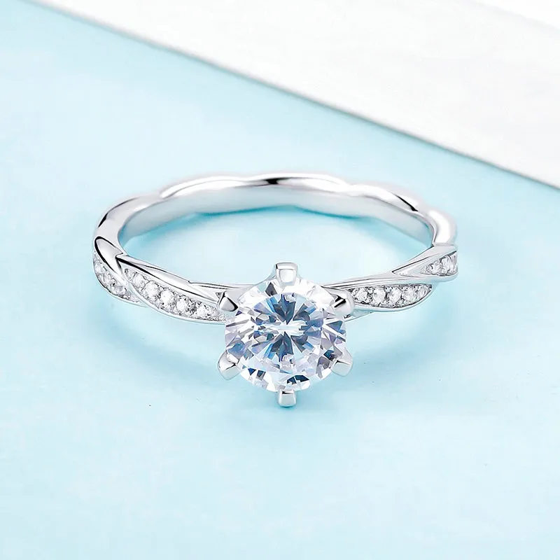 Classic Round Cut Moissanite Diamond Happy Solitaire Rings