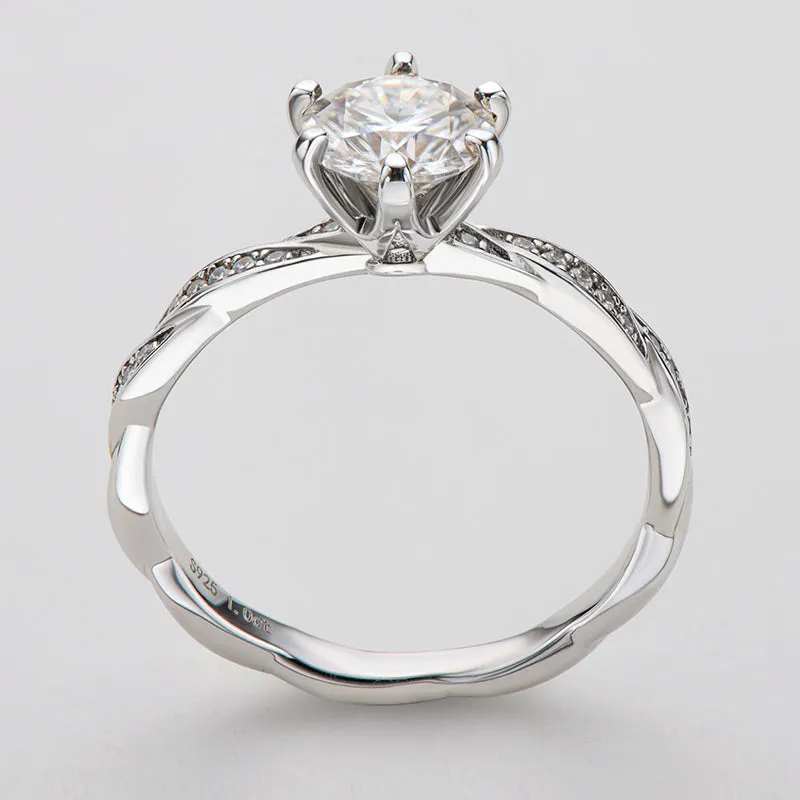 Classic Round Cut Moissanite Diamond Happy Solitaire Rings