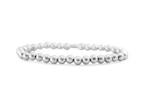 Classy & Comfortable Beaded Stretch Bracelets - 5Mm Round In Silver