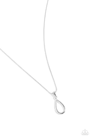 Close to You - Silver - Dainty Teardrop Frame Paparazzi Short Necklace