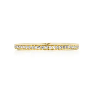 Coastal Crescent 14K Yellow Gold French Pavé Diamond Wedding Band Ring