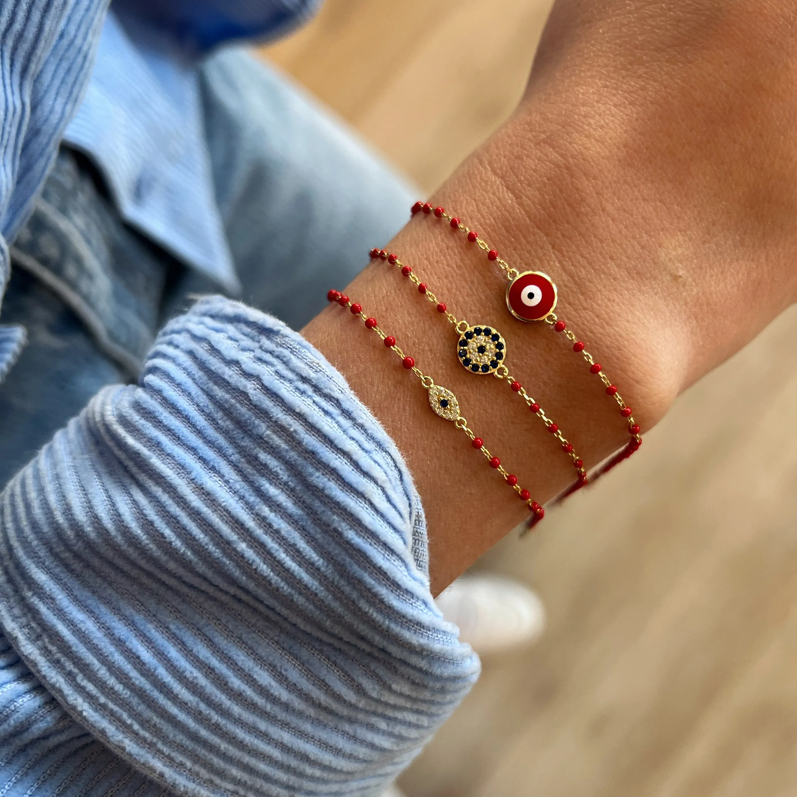 Color Mini Beads Long Eye Bracelet