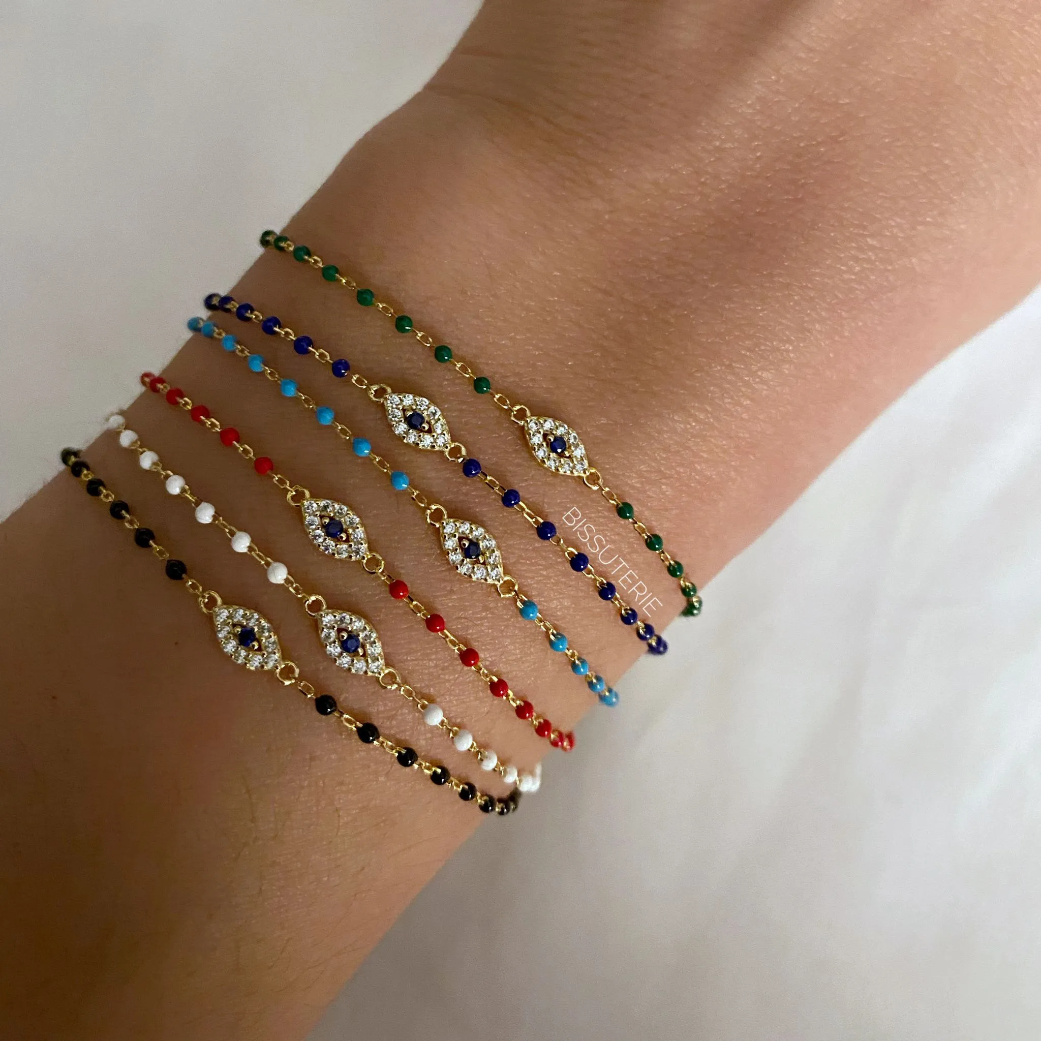 Color Mini Beads Long Eye Bracelet
