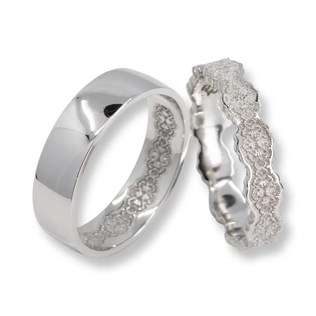 Couples Matching Eden Lace Wedding Ring Set