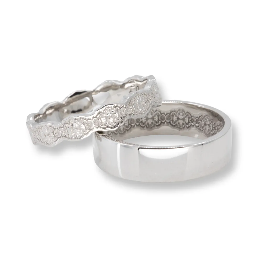 Couples Matching Eden Lace Wedding Ring Set