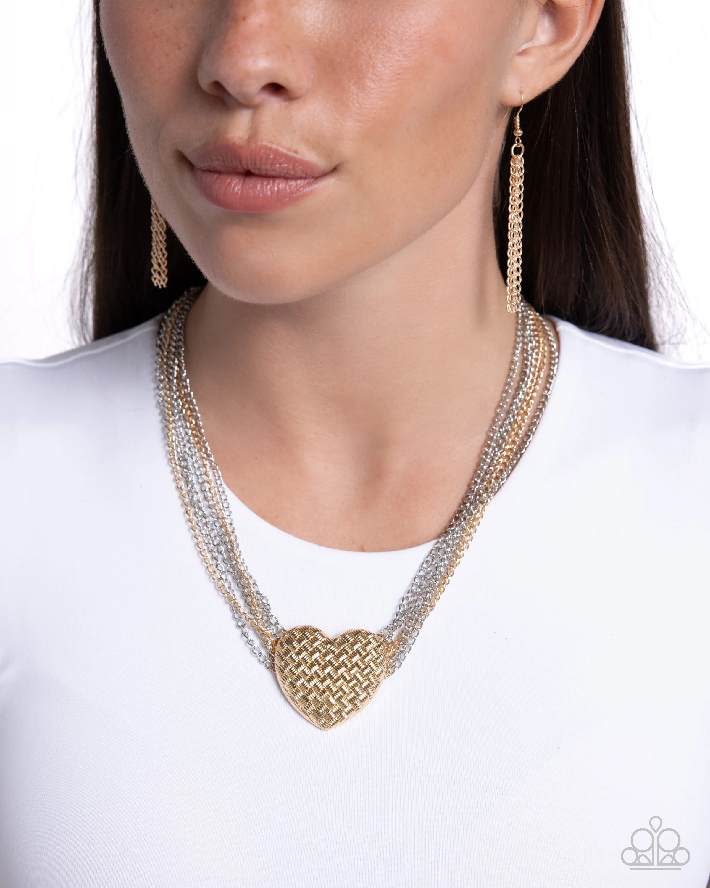 Crushing On You - Multi - Mixed Metal Heart and Chain Paparazzi Short Necklace