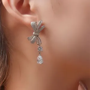 Crystal Bow Dangle Earrings