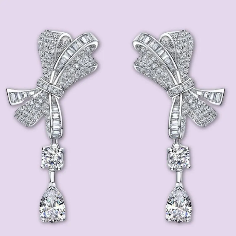 Crystal Bow Dangle Earrings