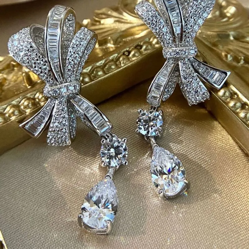 Crystal Bow Dangle Earrings