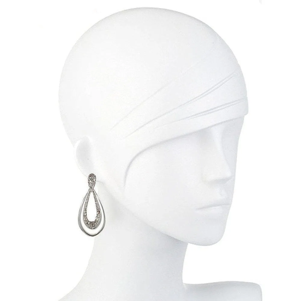 Crystal Deco Tear Drop Clip Earrings