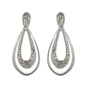 Crystal Deco Tear Drop Clip Earrings