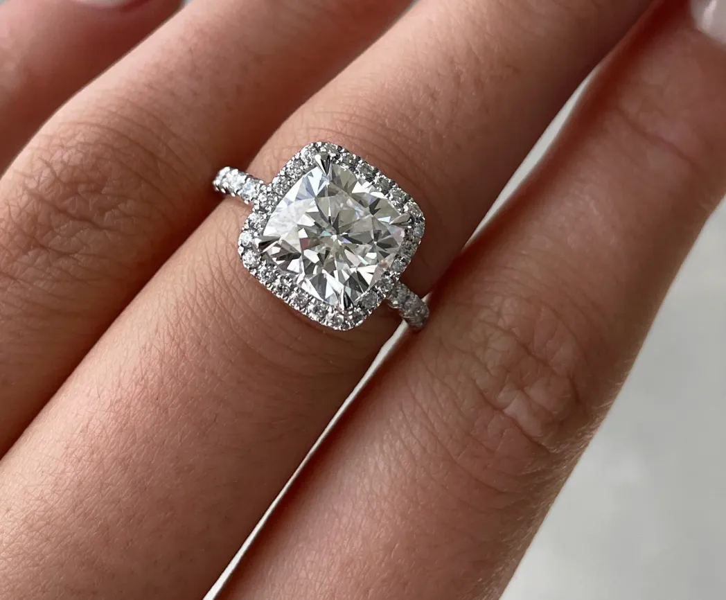 Cushion Halo on a Pavé Band
