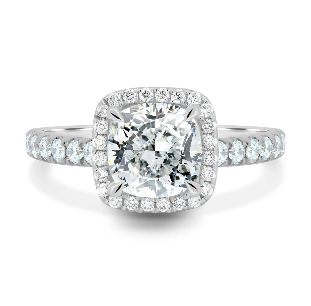 Cushion Halo on a Pavé Band