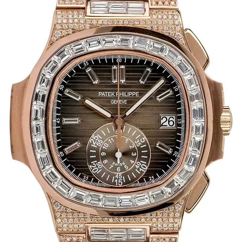 Custom Diamond Set Rose Gold Patek Philippe Nautilus 5980