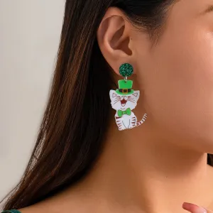 Cute Smiling Kitten Dangle Earrings