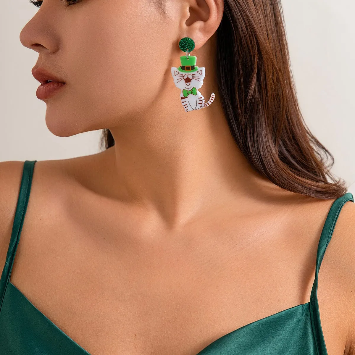 Cute Smiling Kitten Dangle Earrings