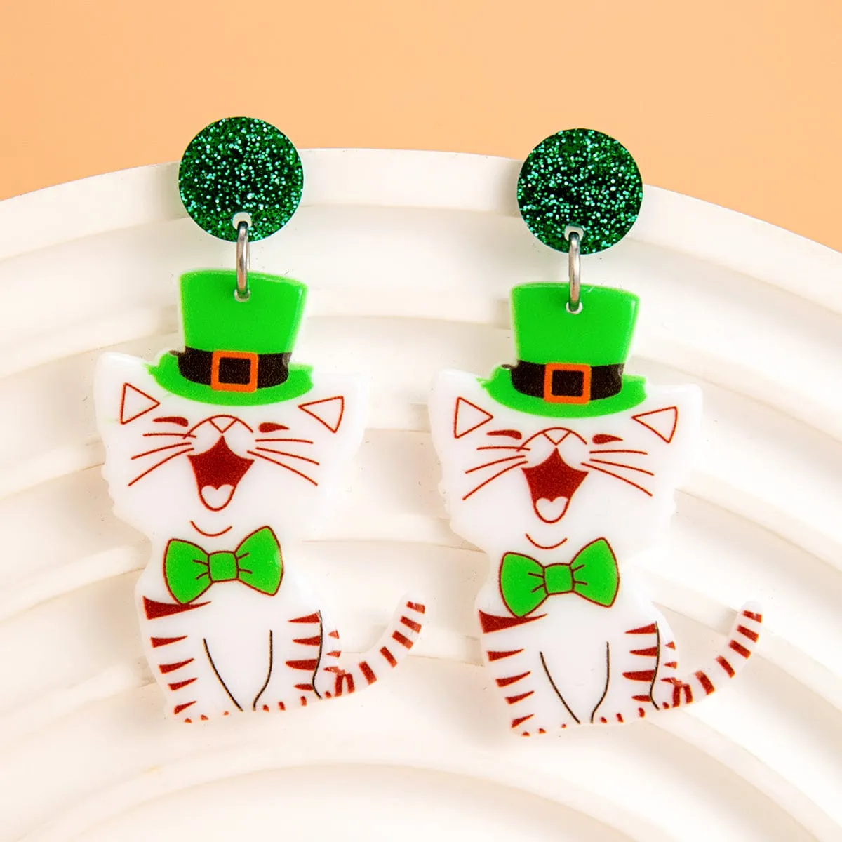 Cute Smiling Kitten Dangle Earrings