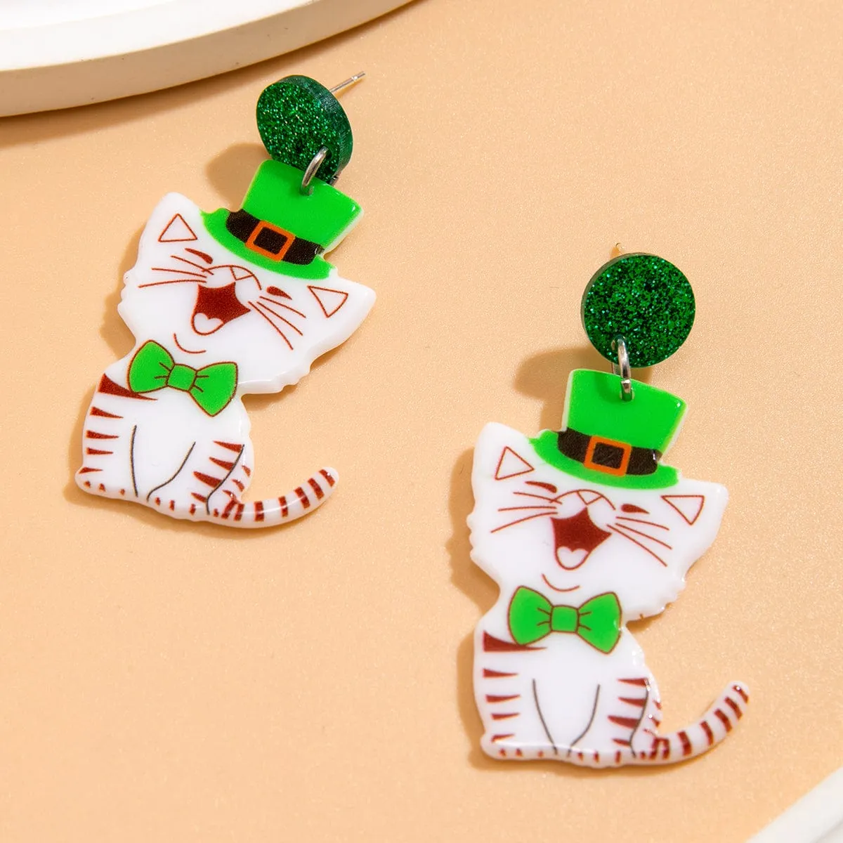 Cute Smiling Kitten Dangle Earrings