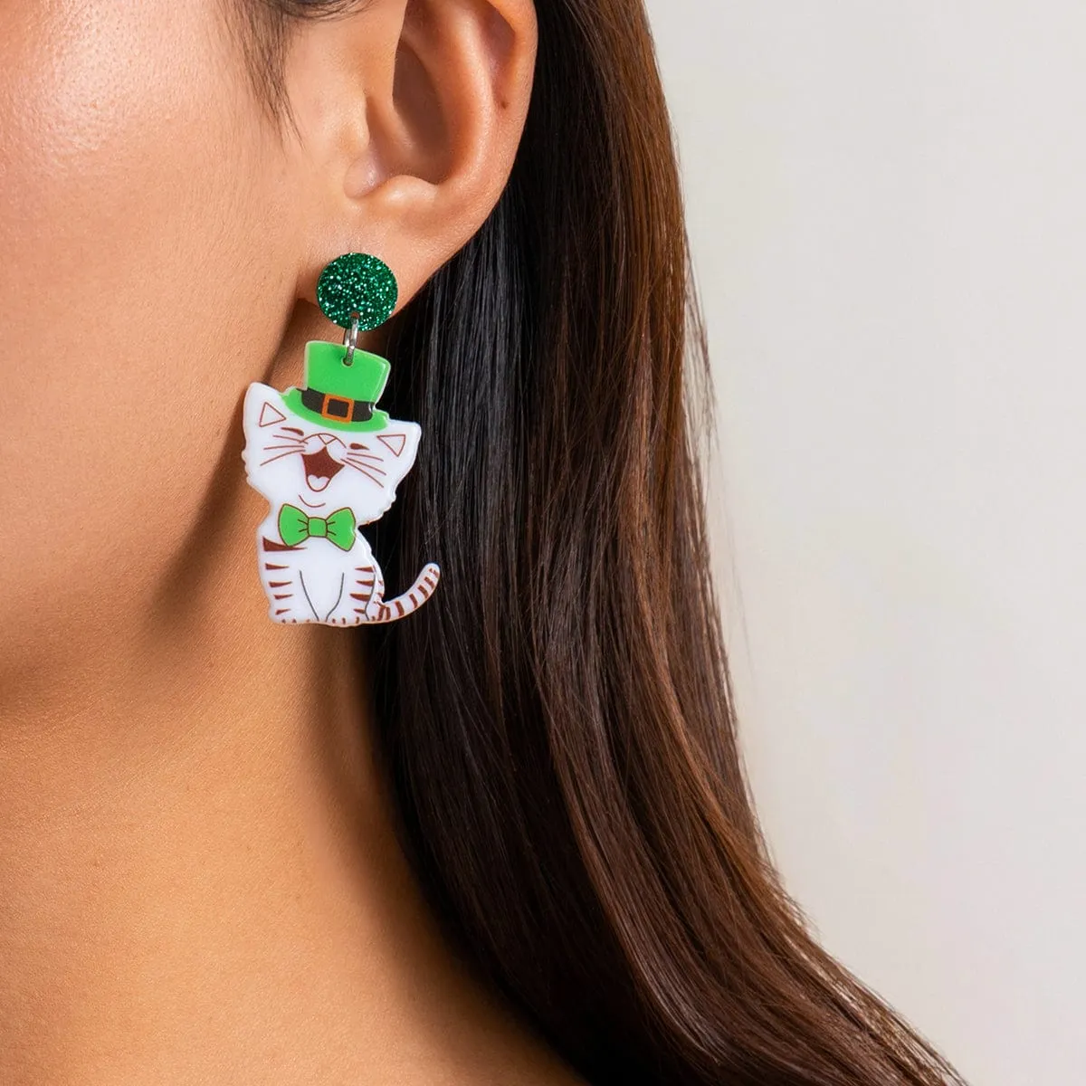 Cute Smiling Kitten Dangle Earrings