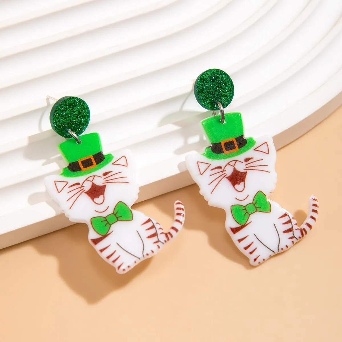 Cute Smiling Kitten Dangle Earrings