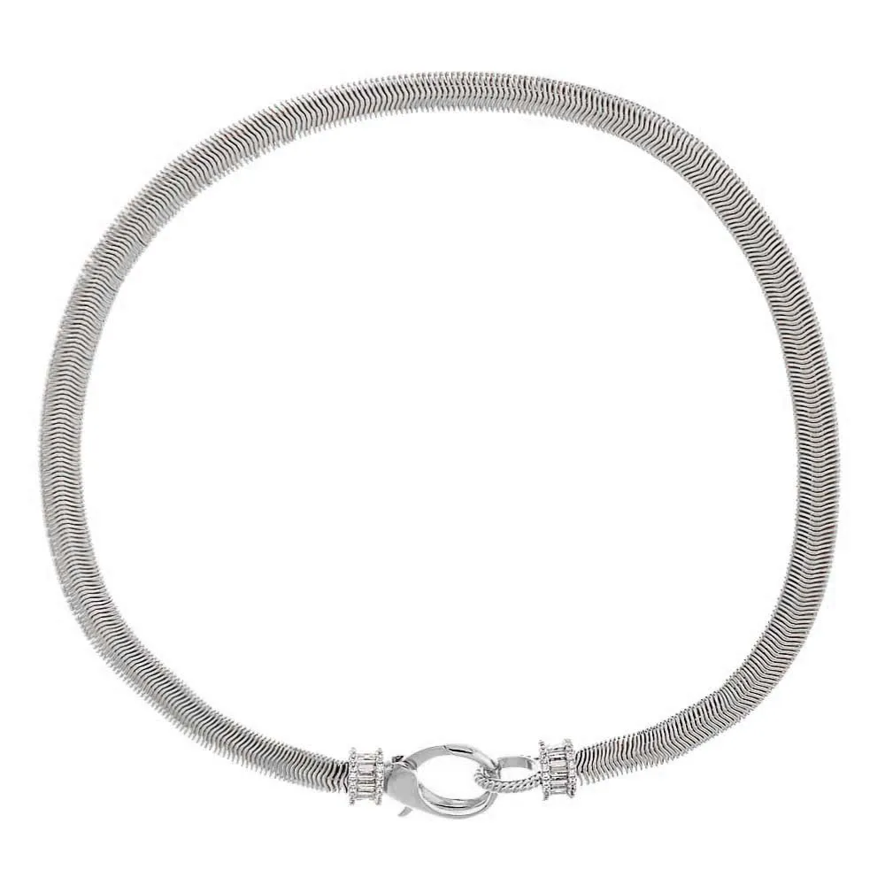 CZ X Baguette Chunky Snake Clasp Choker