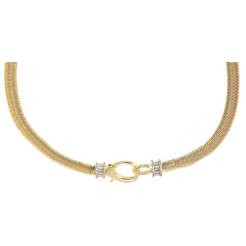 CZ X Baguette Chunky Snake Clasp Choker
