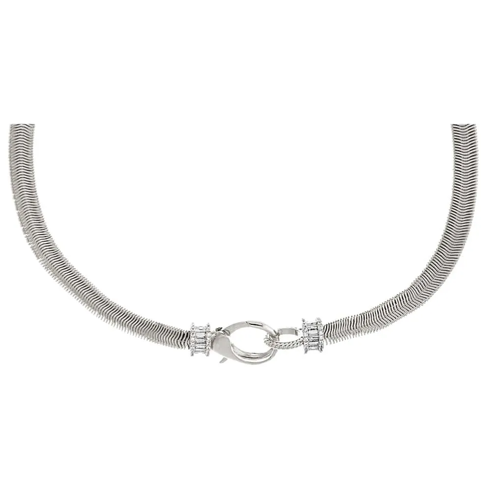 CZ X Baguette Chunky Snake Clasp Choker