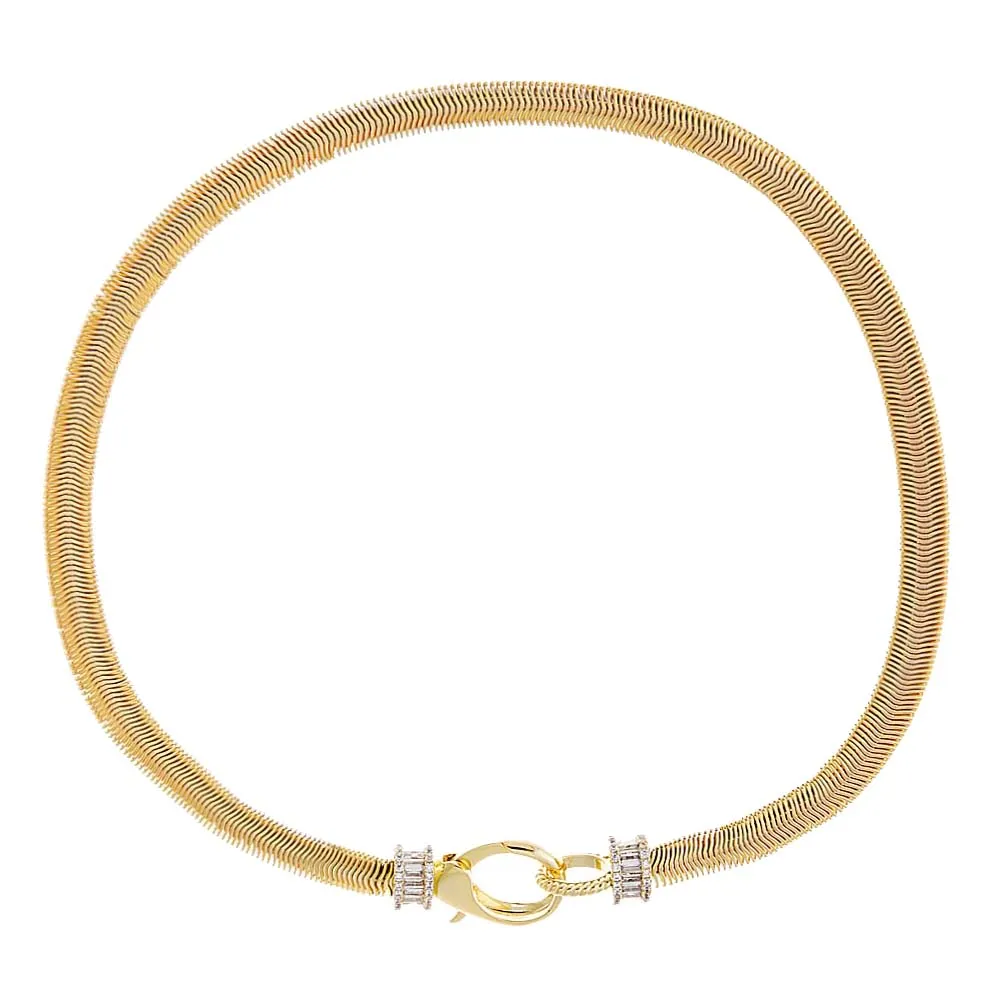 CZ X Baguette Chunky Snake Clasp Choker