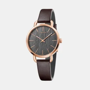 Damenuhr Women Quartz Black Dial Analog Leather Watch K7B236G3