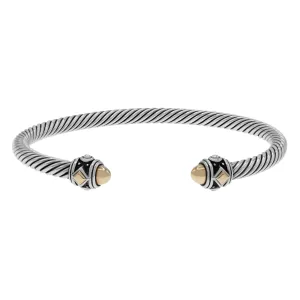 David Yurman Sterling Silver 18K 4mm Renaissance Classic Cable Bracelet