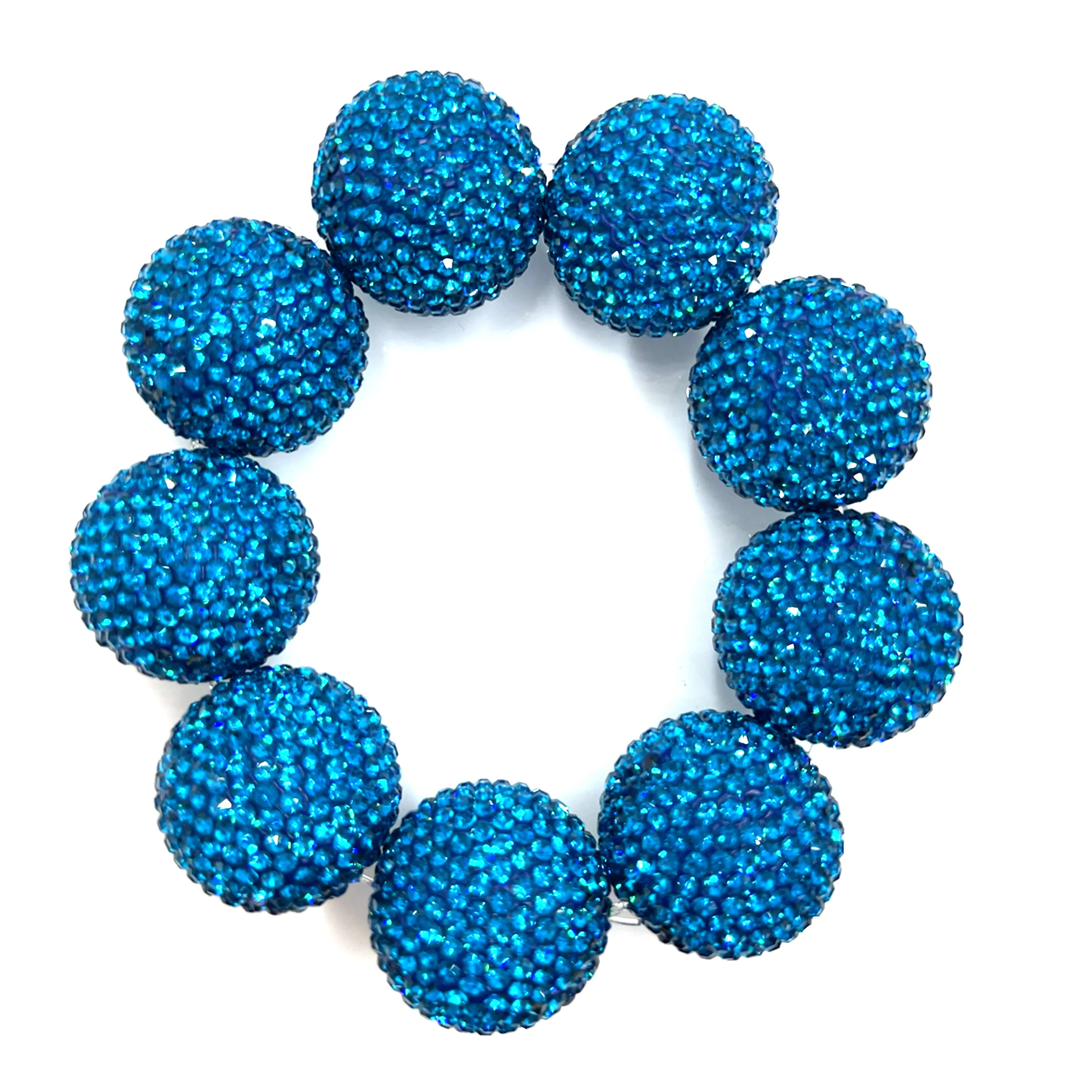 Deep Blue Crystal Sphere Stretch Statement Bracelet
