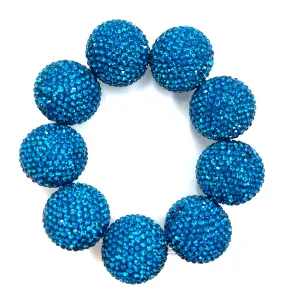 Deep Blue Crystal Sphere Stretch Statement Bracelet