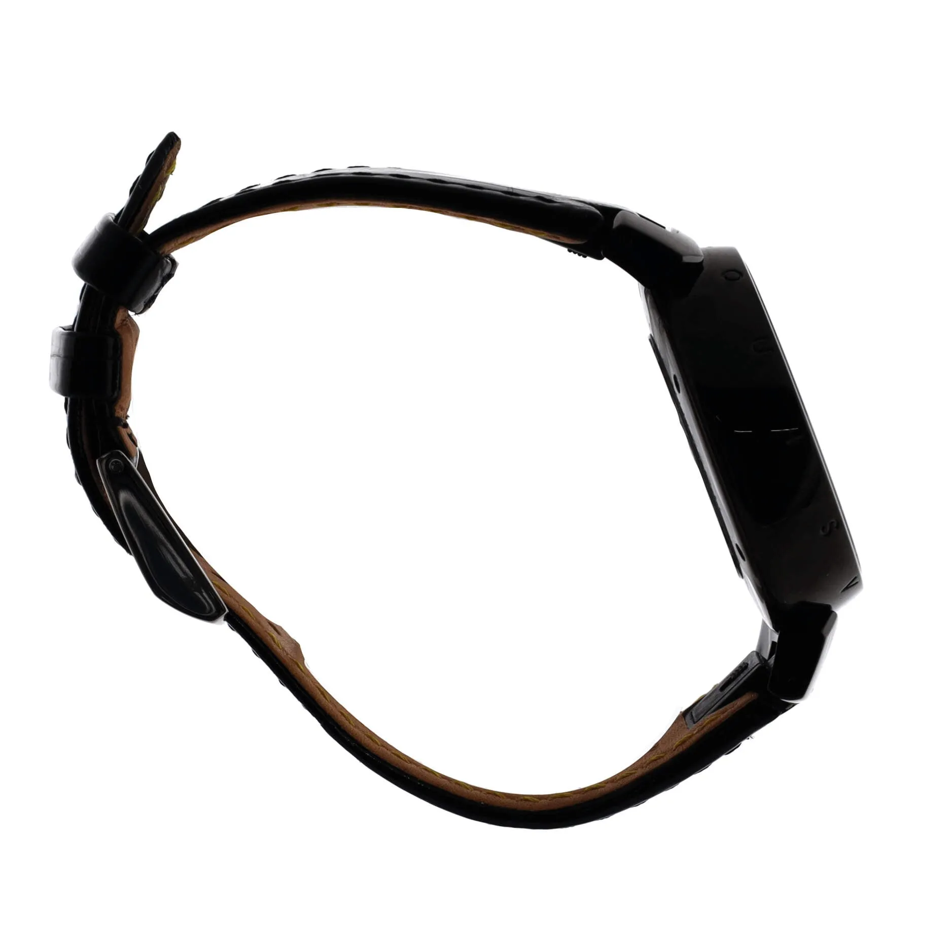 Designer Tambour All Black Quartz Watch PVD Coated Stainless Steel and Alligator with Diamond Markers 34