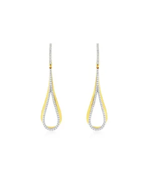 Diamond Accented Open Teardrop Dangle Earrings