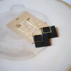 Diamond Drop Leather Earrings