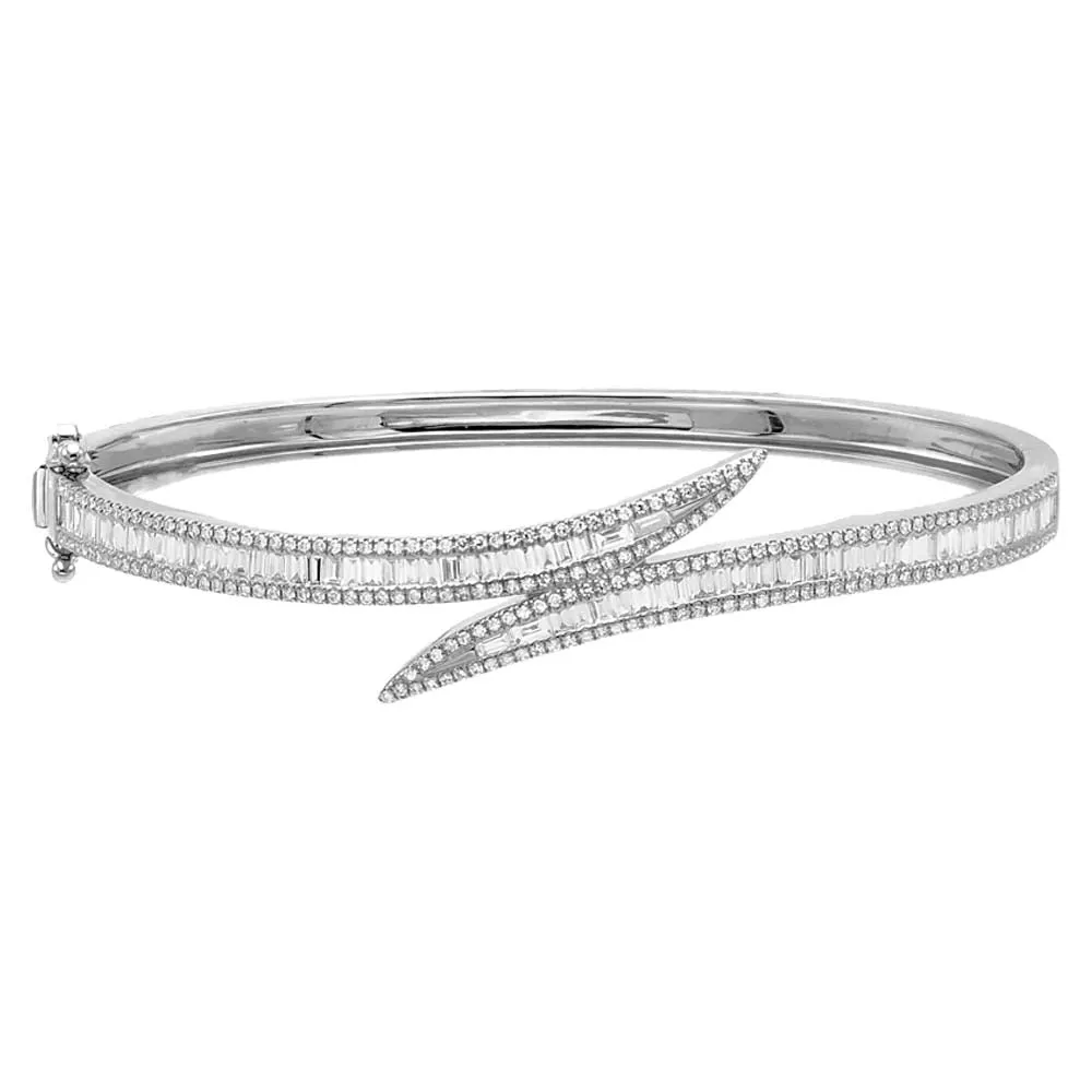 Diamond Pave X Baguette Wrap Bangle 14K