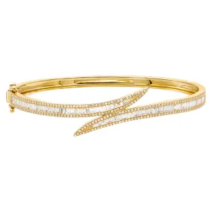 Diamond Pave X Baguette Wrap Bangle 14K