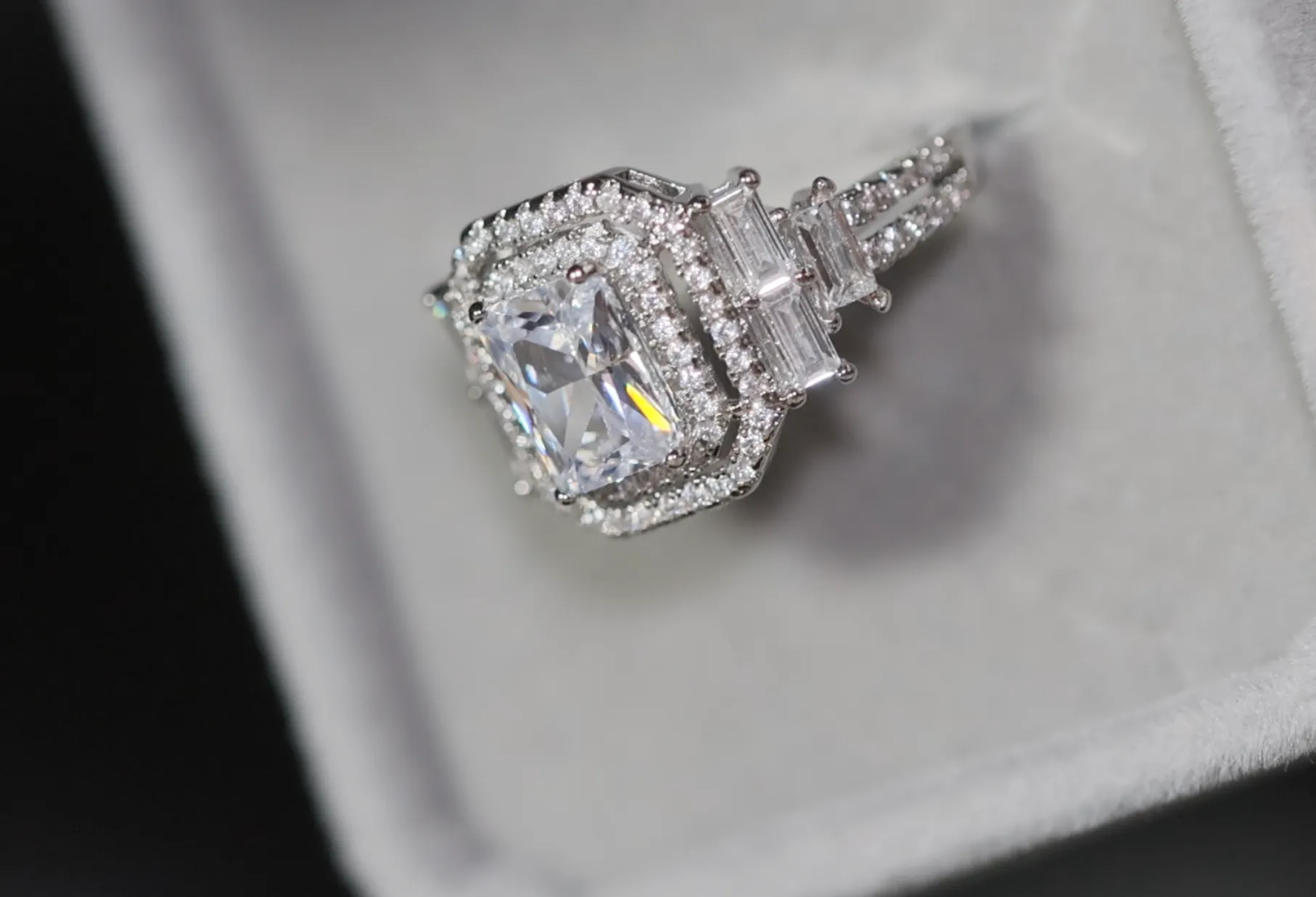 Diamond Ring | Womens Engagement Ring | Engagement Rings | Womens Rings | Emerald Engagement Ring | Womens Emerald Rings | Baguette Ring