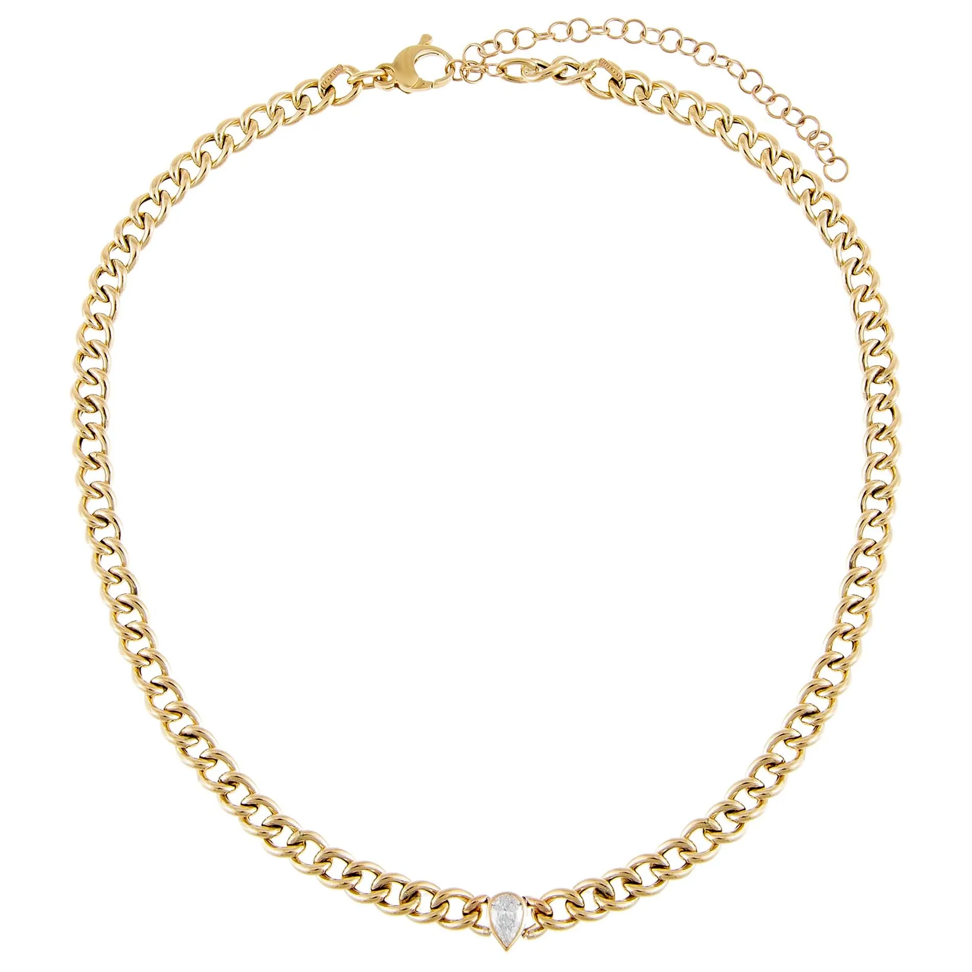 Diamond Teardrop X Miami Cuban Link Choker 14K
