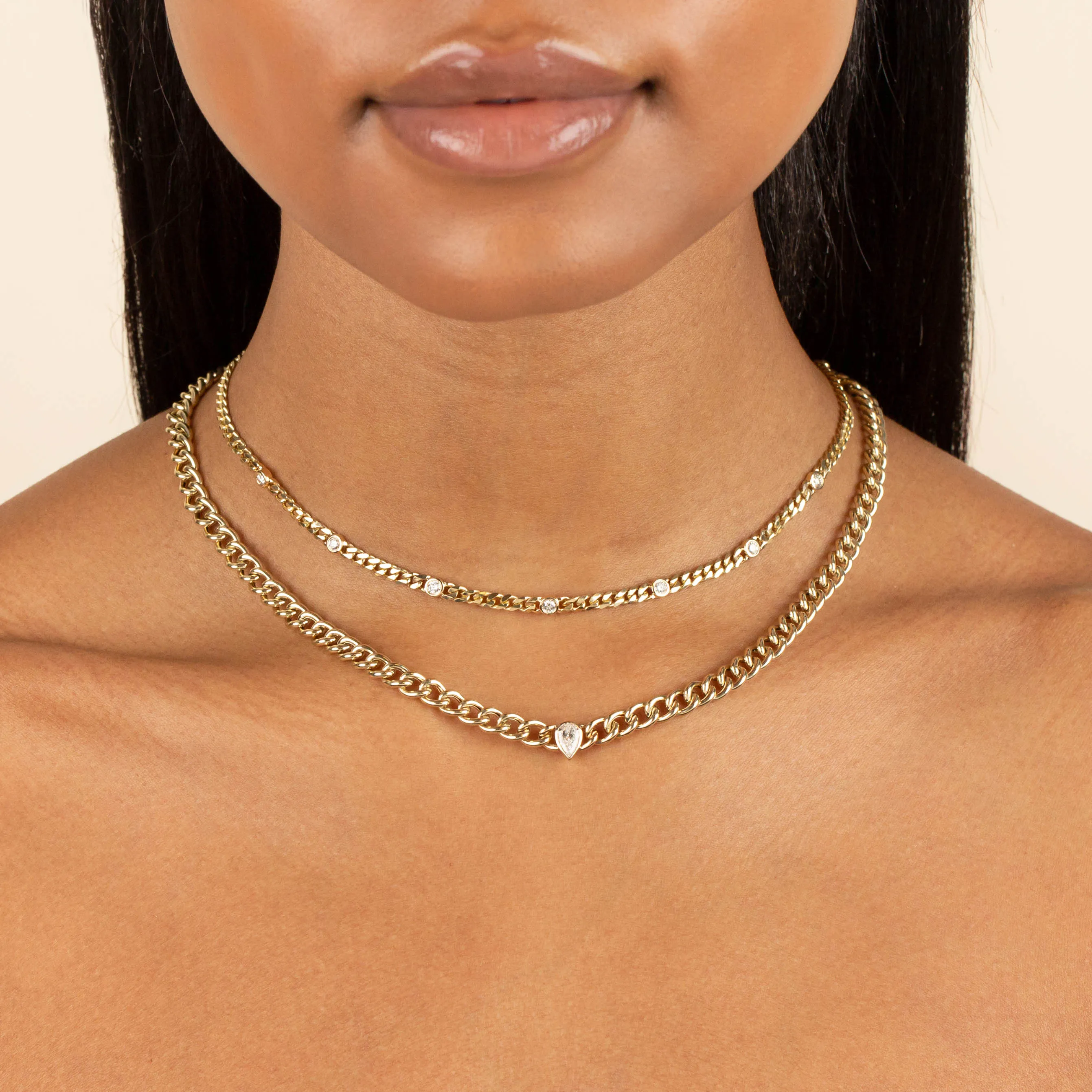 Diamond Teardrop X Miami Cuban Link Choker 14K