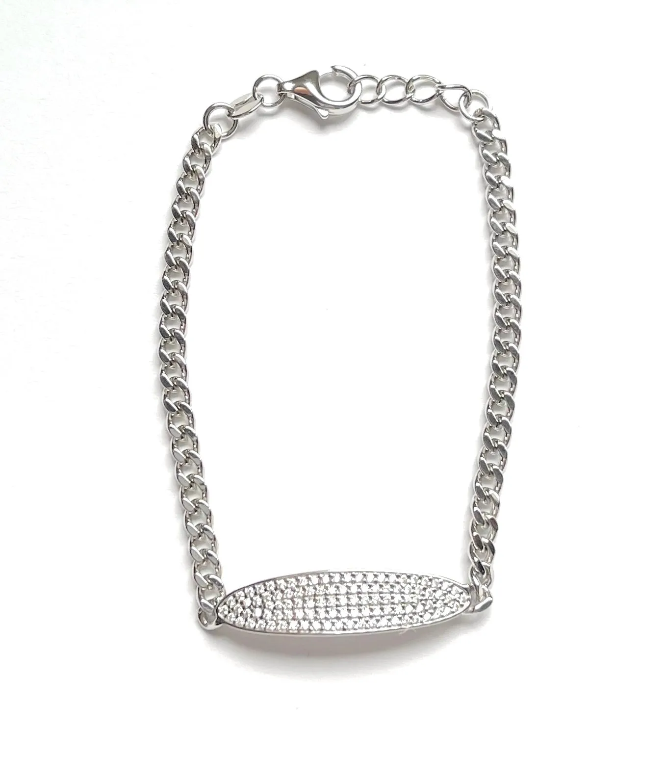 Dominique CZ Curved I.D. Bar Bracelet