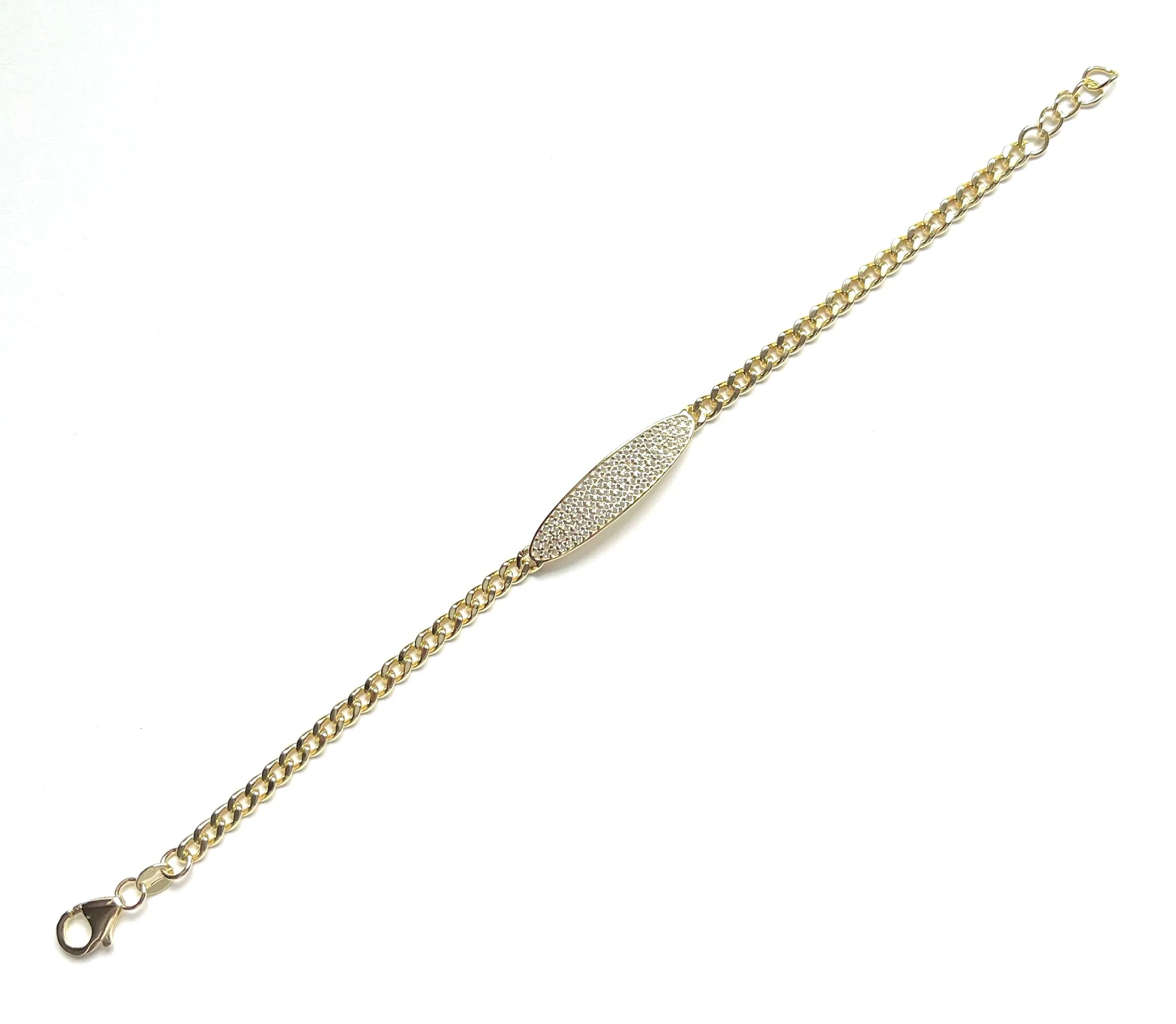 Dominique CZ Curved I.D. Bar Bracelet