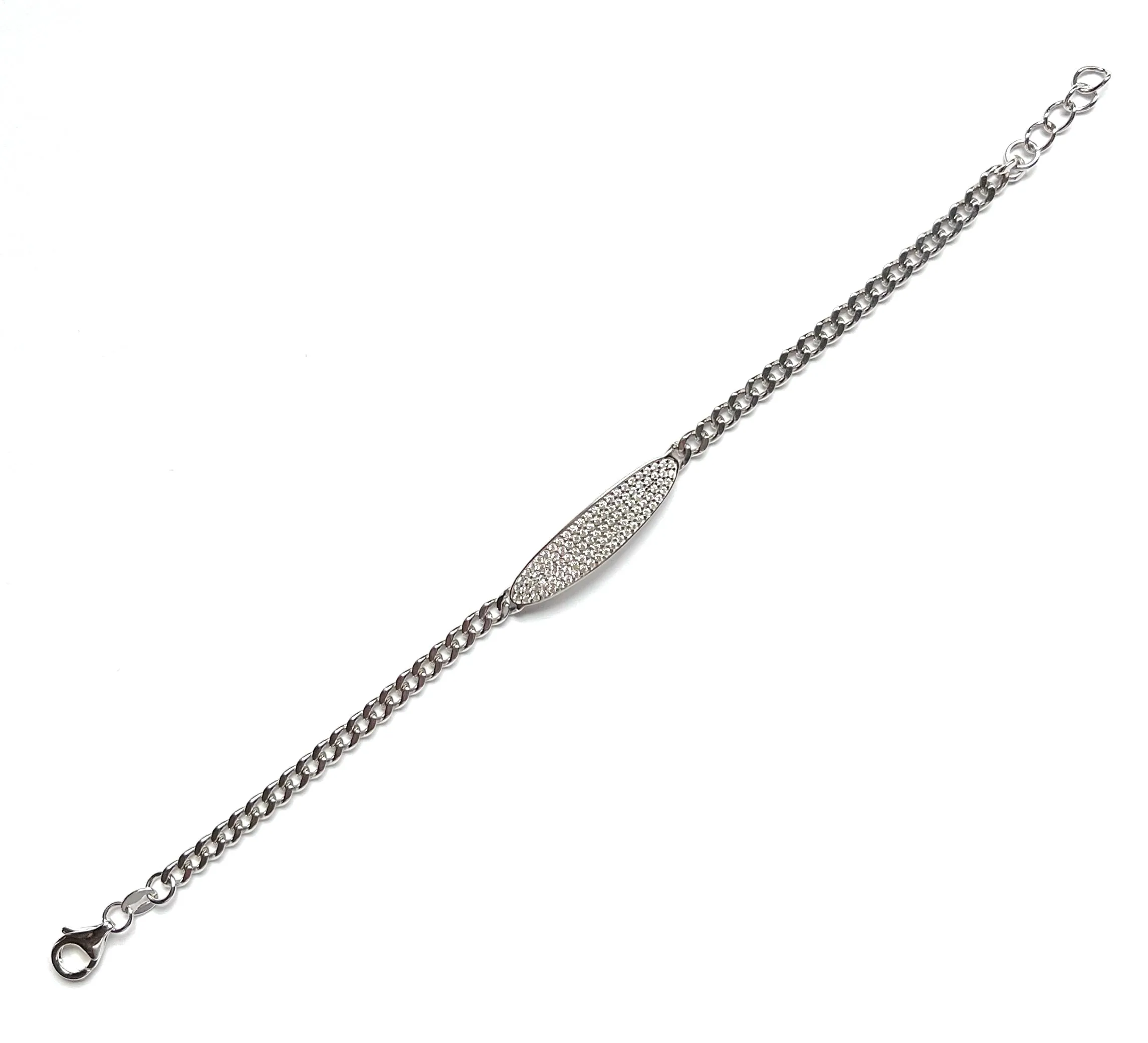 Dominique CZ Curved I.D. Bar Bracelet