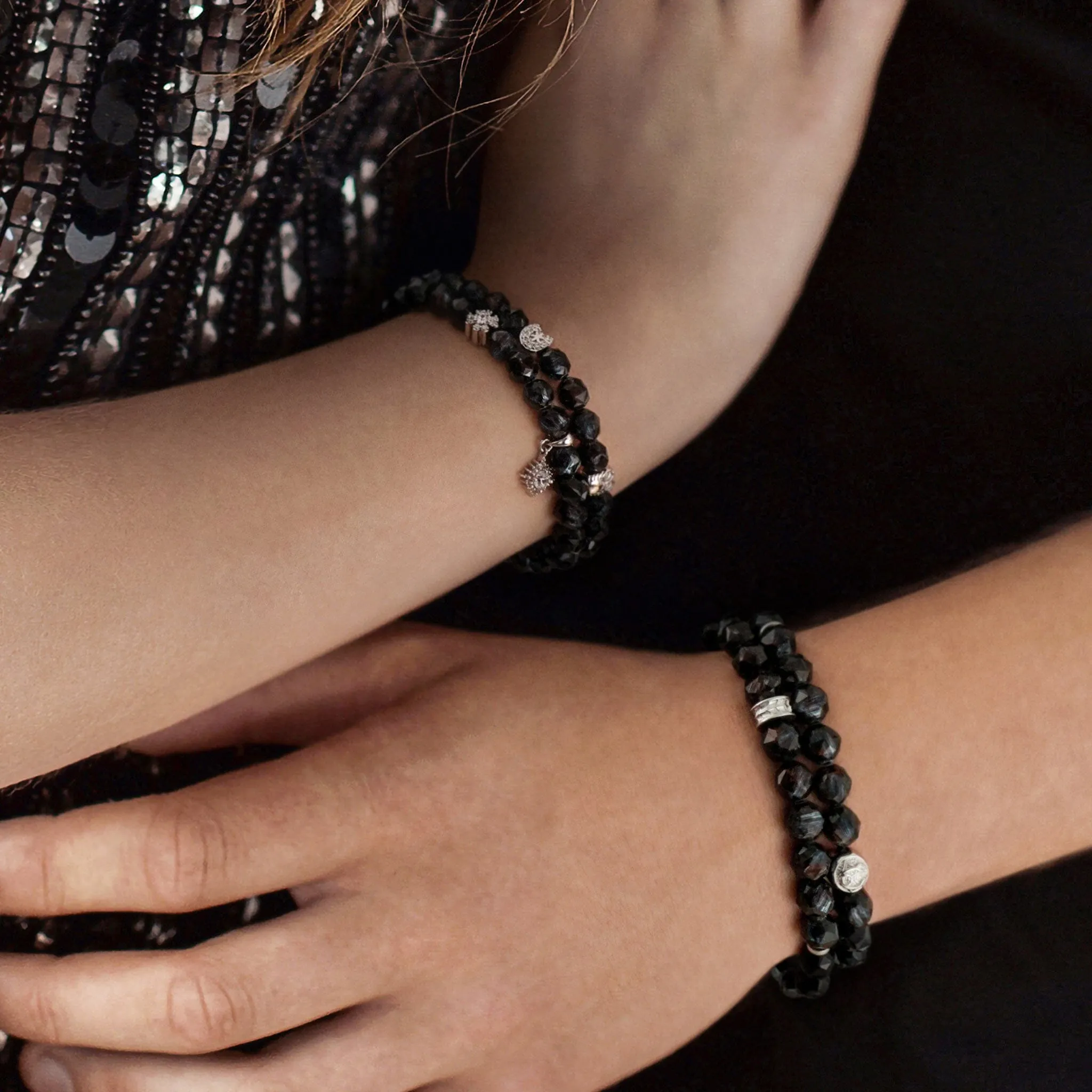 Double Wrap 8mm Nuummite Bracelet