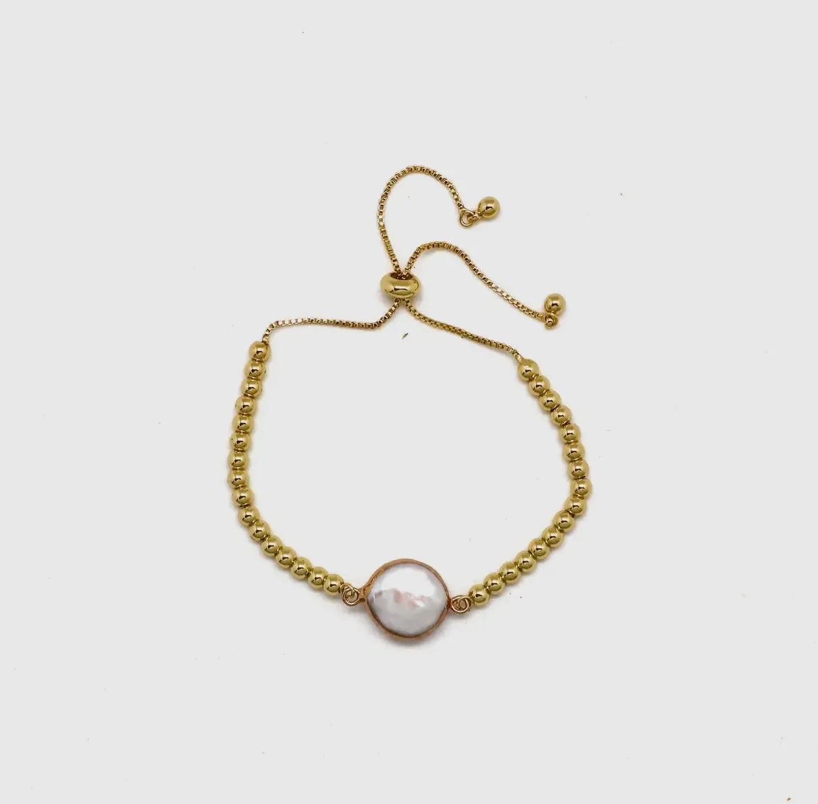 Drawstring Bracelet- Fresh Water Coin Pearl