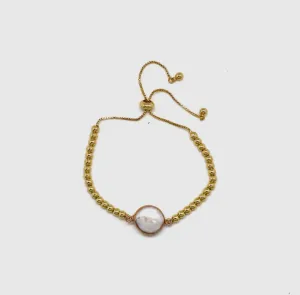 Drawstring Bracelet- Fresh Water Coin Pearl